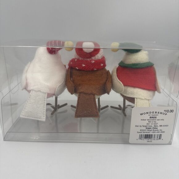 Target Wondershop 3-Pack Mini Fabric Birds 3.5" Tinsel Crinkle Bauble 2023 New - Picture 3 of 5